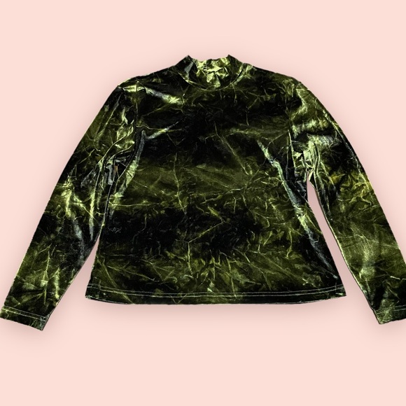 90s/ Y2K Vintage Mockneck Velour Shirt - Picture 2 of 6